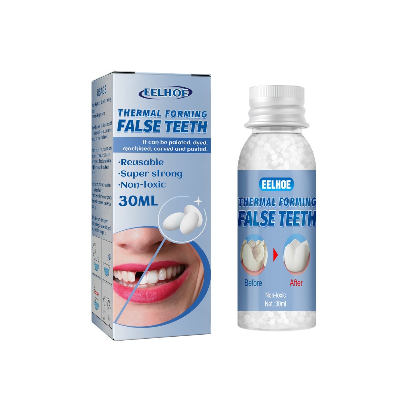Dentaduras de gel moldáveis EELHOE, obturações temporárias, cáries e restaurações dentárias, kit de obturação dentária temporária, dentadura falsa oral