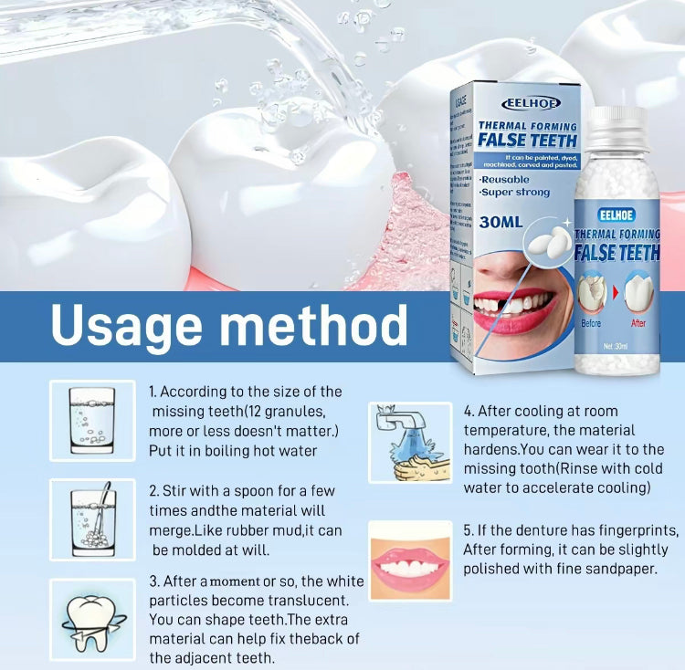 Dentaduras de gel moldáveis ​​EELHOE, obturações temporárias, cáries e restaurações dentárias, kit de obturação dentária temporária, dentadura falsa oral